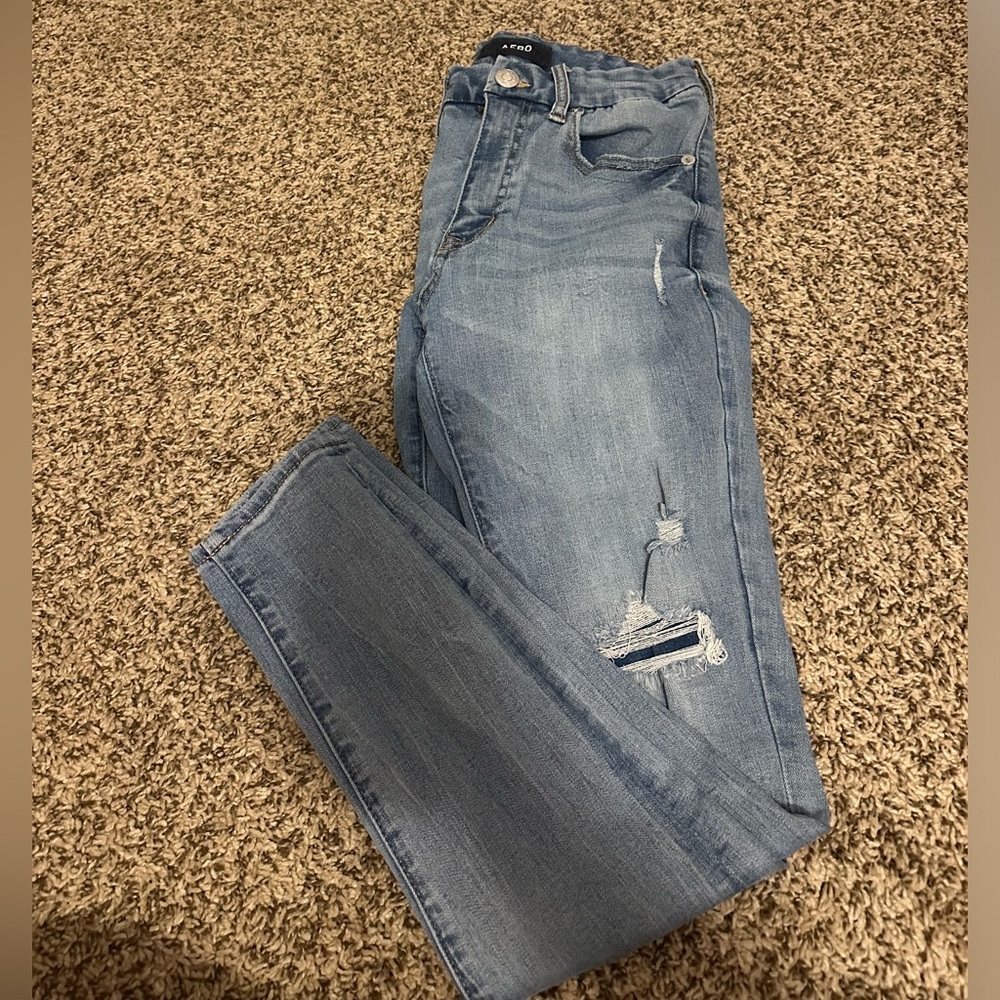 Aeropostale Light Blue Distressed high rise curvy Women Jeans
